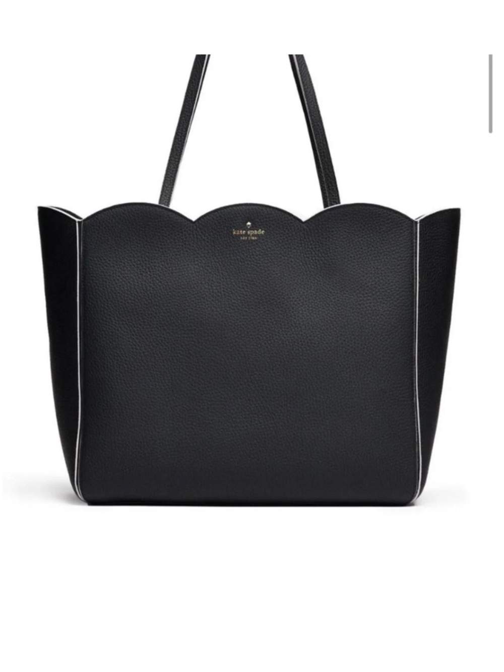 kate spade Black Scalloped-trimmed Pebbled Leather Tote - Picture 4 of 11